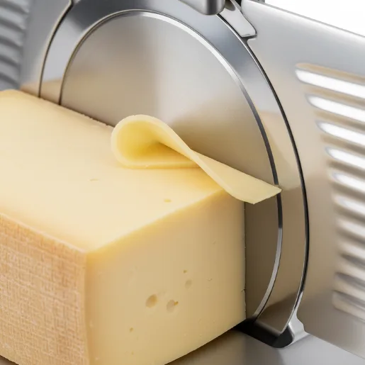 kemény sajt szelése szeletelőgéppel