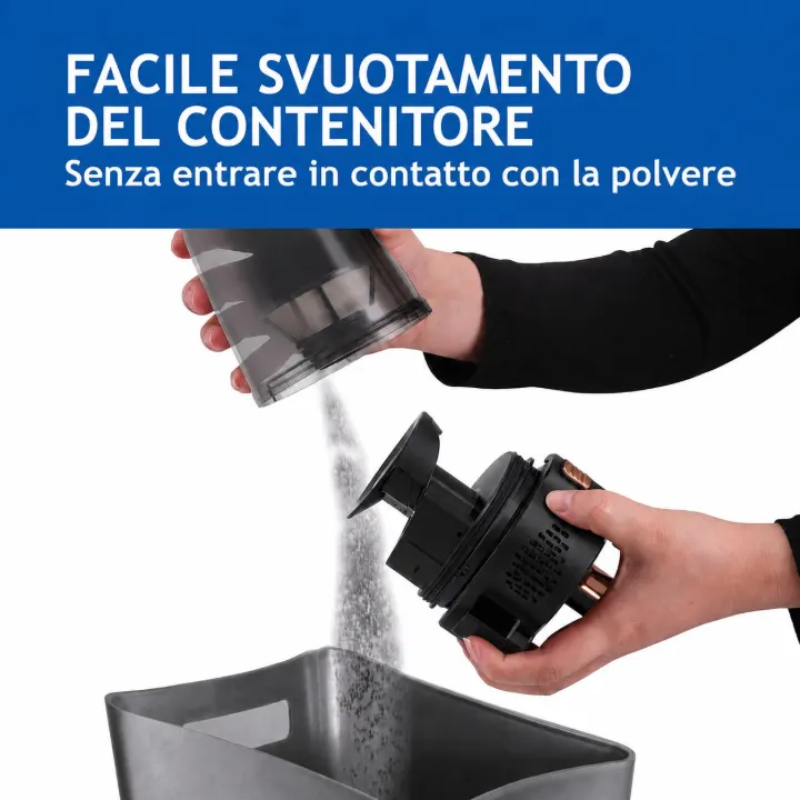 filtro HEPA dual cyclonic contenitore polvere acari allergeni battimaterasso TurboClean