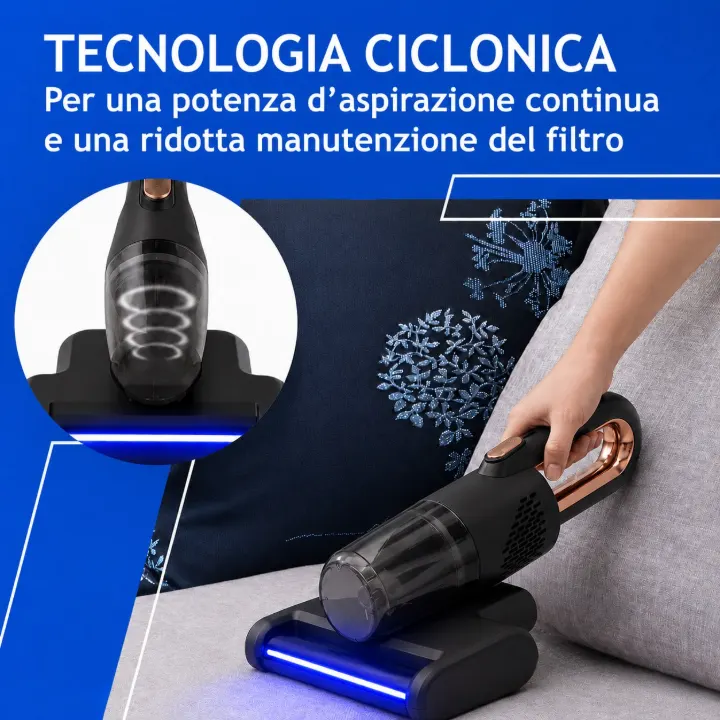 motore 700W aspirazione potente 14000 Pa battimaterasso rimozione acari allergeni