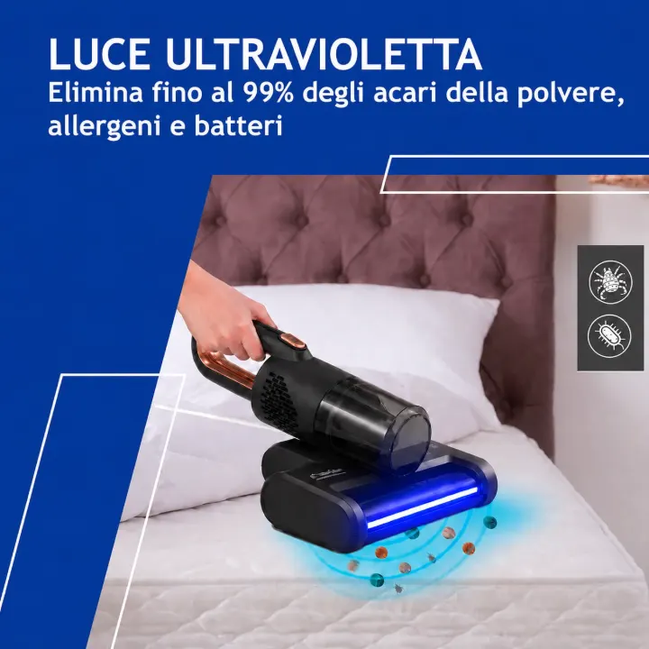luce UV calore 60 gradi igiene profonda tessuti materasso bambini acari